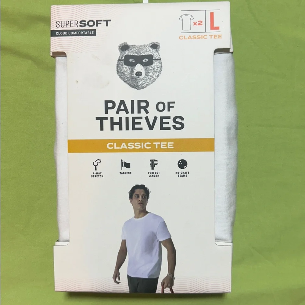 (2) pack White Classic Tee for Men-Pair of thieves-Size Large